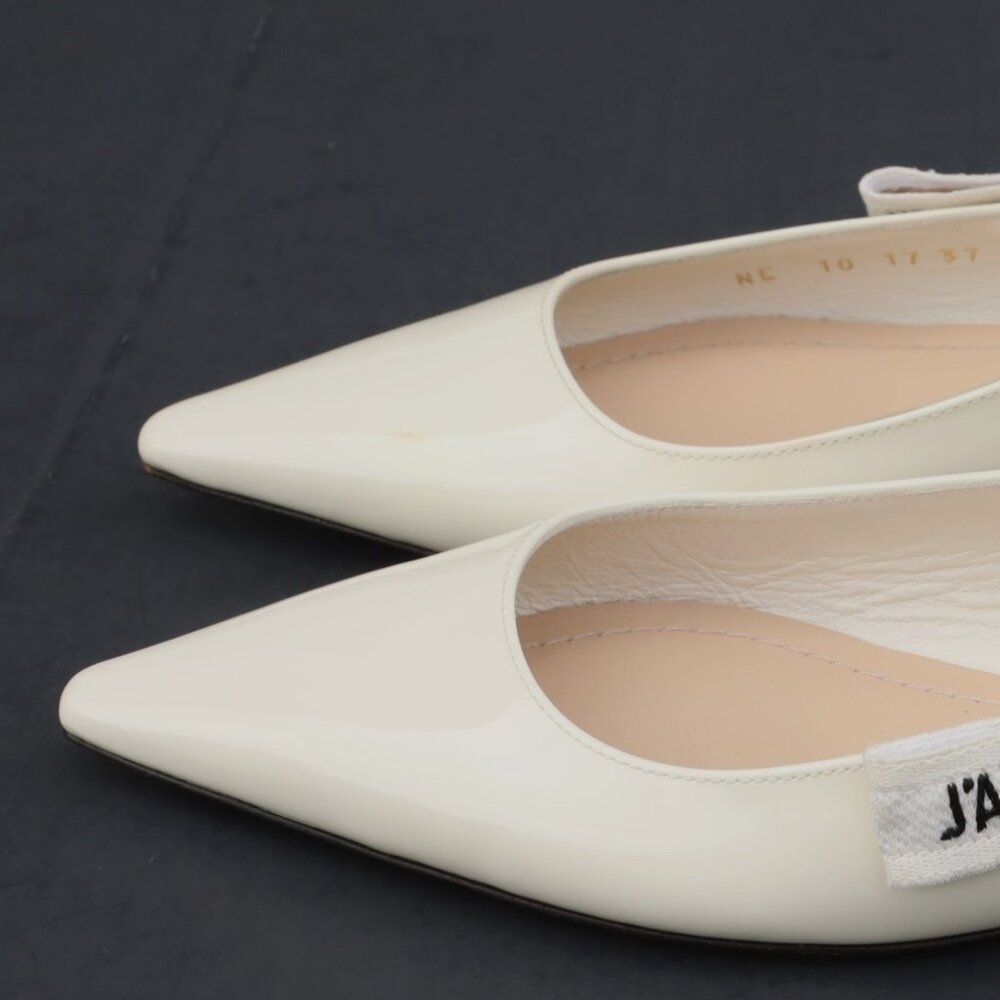 Christian Dior Cream Patent J'Adior Slingback Ballerina Flats Sz 7